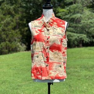 Hilo Hattie Women's Sleeveless Hawaiian Shirt Medium